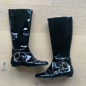 Jimmy Choo Patent Leather Black Knee High Boots